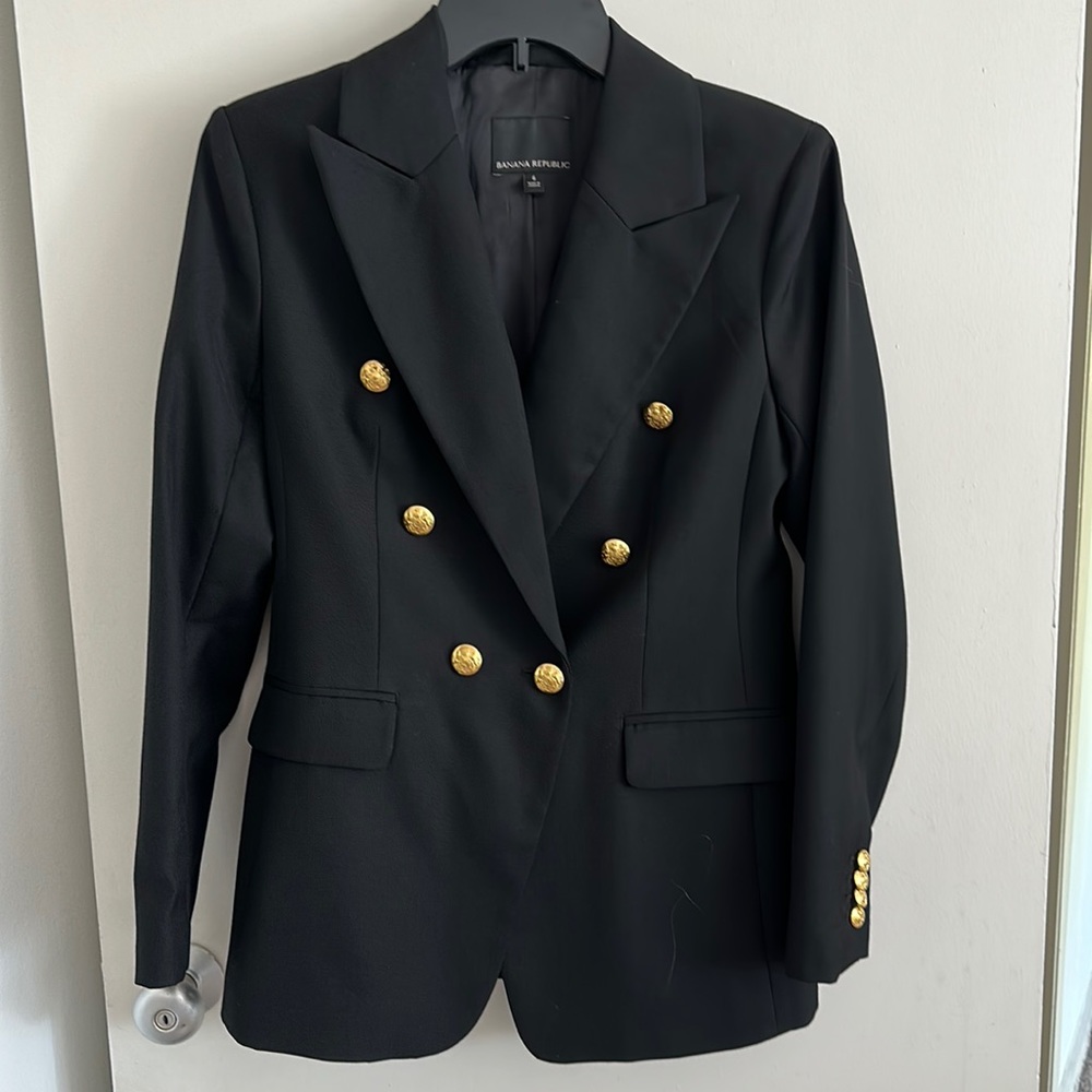 BANANA REPUBLIC Double-Breasted Blazer Captain’s Blazer // Black. Never worn